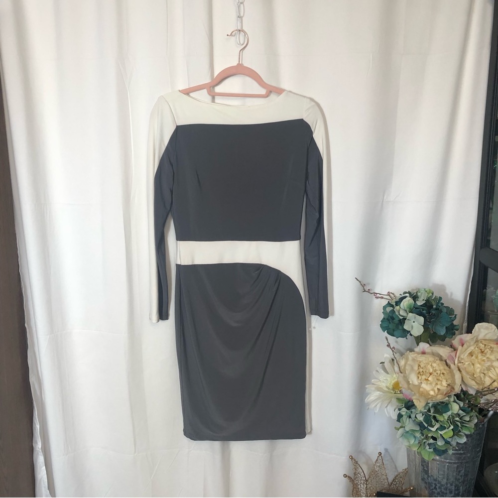 Lauren, by Ralph Lauren, size 4, Grey & White, dress, EUC